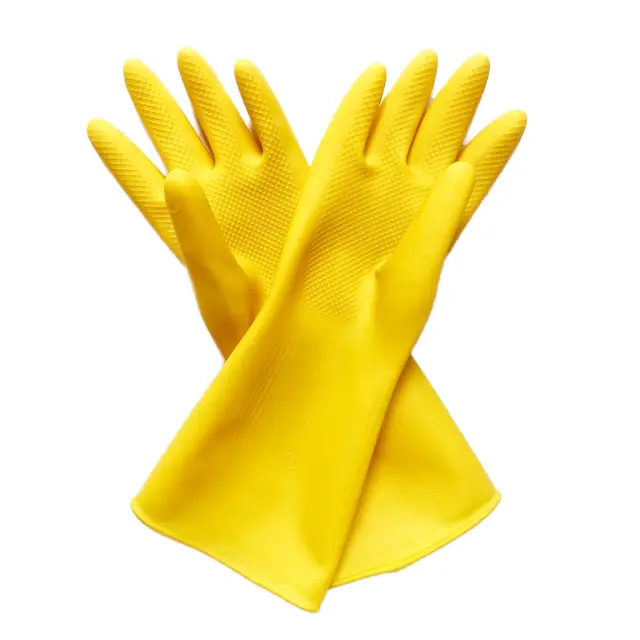 Yellow Latex Gloves Pure Rubber Cleaning Industrial Safety Gloves
