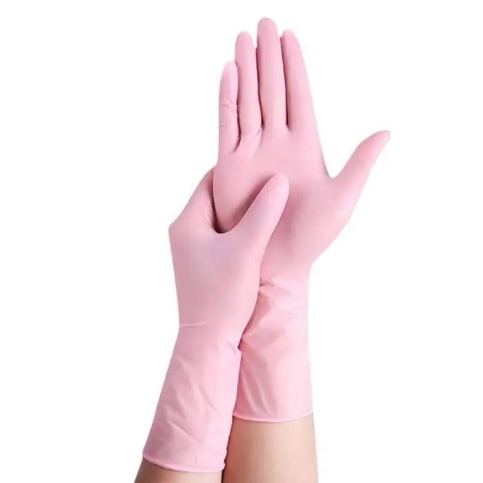 Long Cuff Disposable Nitrile pink Gloves