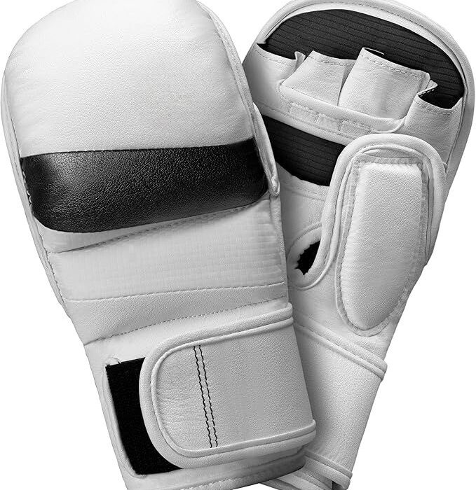 Cowhide White Premium Leather MMA Gloves