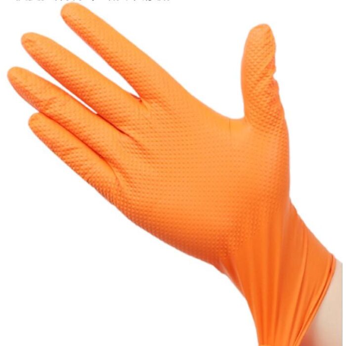 Orange Rubber Heavy Duty Disposable Nitrile Gloves