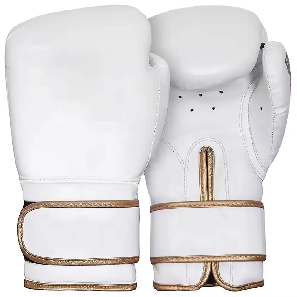 White & Golden Professional Boxing Gloves